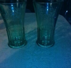 Coca Cola Emerald Glass Tumbler Pair
